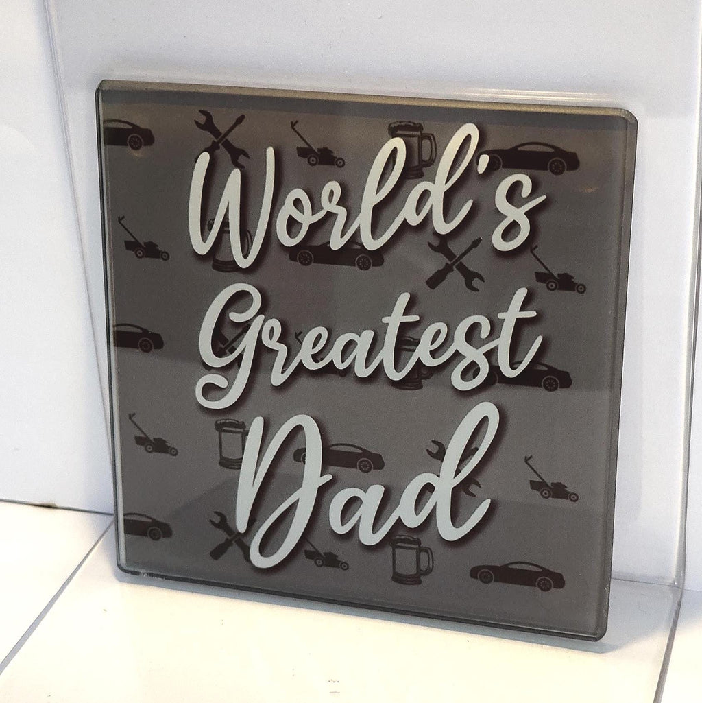 World's Greatest... Glass Coaster Personalised Customisable Mum Dad Brother Sister
