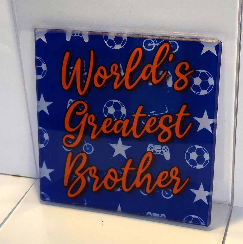 World's Greatest... Glass Coaster Personalised Customisable Mum Dad Brother Sister