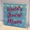 World's Greatest... Glass Coaster Personalised Customisable Mum Dad Brother Sister