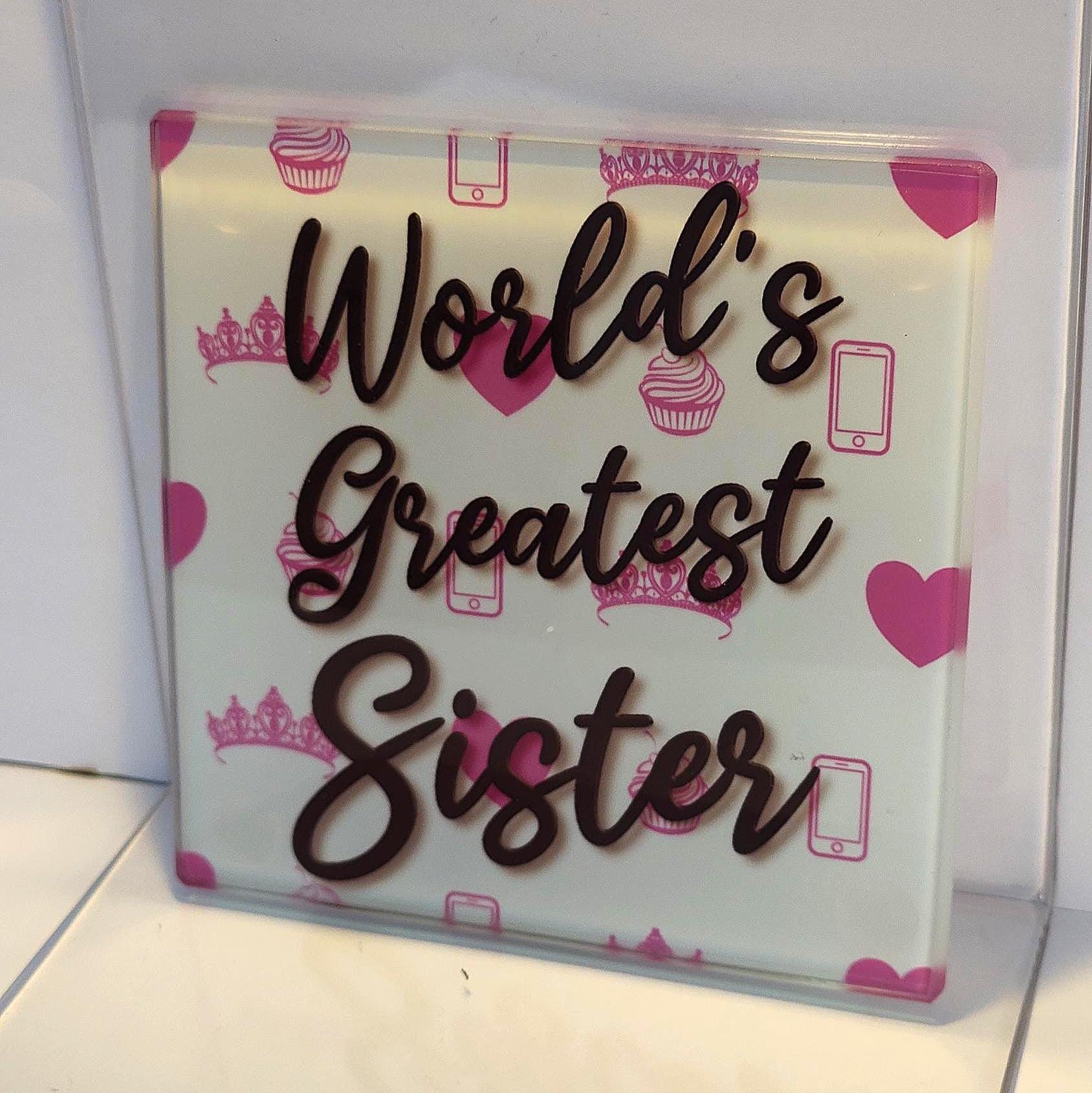 World's Greatest... Glass Coaster Personalised Customisable Mum Dad Brother Sister