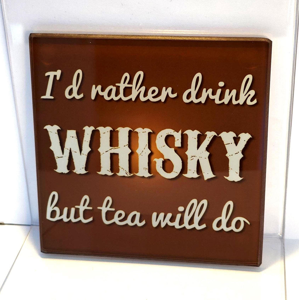 I'd Rather Drink... Glass Coaster