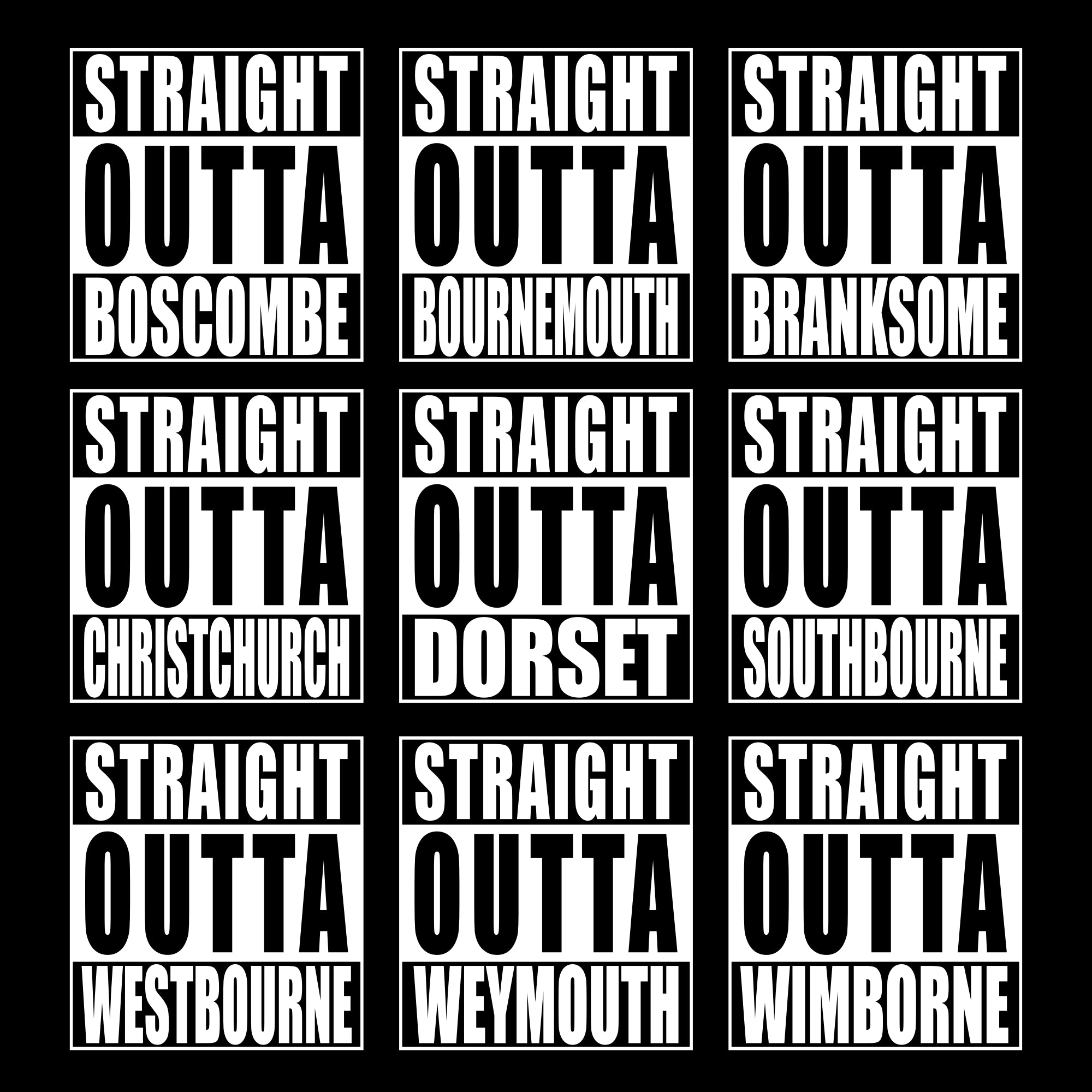 Straight Outta Dorset T-Shirt - customiseable with your town!